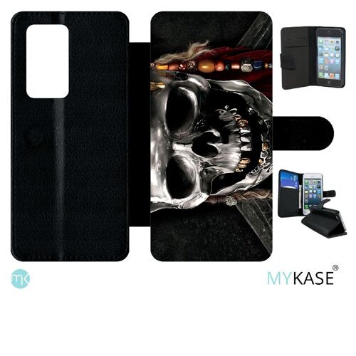 Etui À Rabat Pour Huawei P40 Pro - Tête De Pirate - Simili-Cuir - Noir