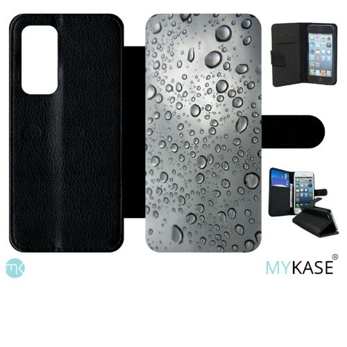 Etui À Rabat Pour Huawei P40 - Effet Texturé Goutte D'eau - Simili-Cuir - Noir