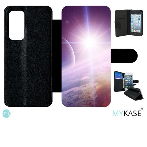 Etui À Rabat Pour Huawei P40 - Espace Terre - Simili-Cuir - Noir
