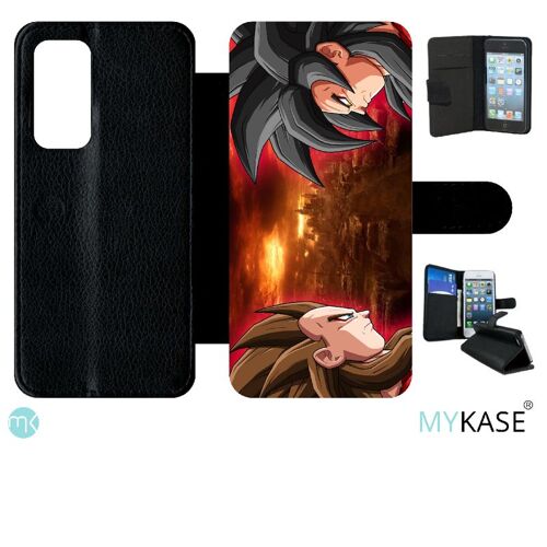Etui À Rabat Pour Huawei P40 - San Guko Vs Vegeta - Simili-Cuir - Noir