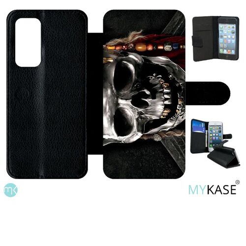 Etui À Rabat Pour Huawei P40 - Tête De Pirate - Simili-Cuir - Noir