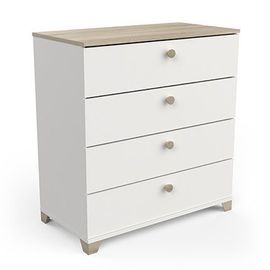 Commode 4 Tiroirs 79 Cm Blanc Et Chêne Kronberg - Hunda