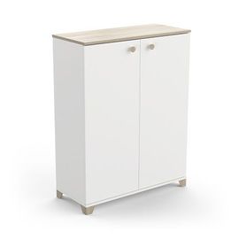 Commode 2 Portes 79 Cm Blanc Et Chêne Kronberg - Hunda
