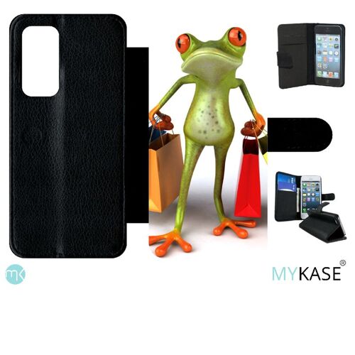 Etui À Rabat Pour Huawei P40 - Grenouille Shopping - Simili-Cuir - Noir