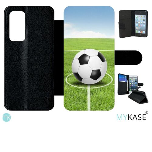 Etui À Rabat Pour Huawei P40 - Terrain De Foot - Simili-Cuir - Noir