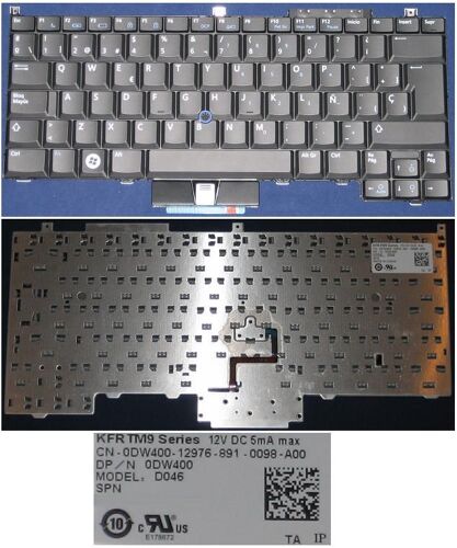 Clavier Qwerty Espagnol / Spanish Pour Dell Latitude E4300 Series, Noir / Black, With Point stick, Model: D046, P/N: 0DW400 ODW400 DW400
