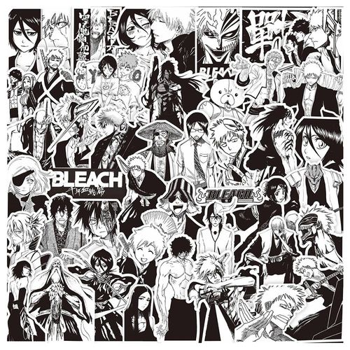 75 Pièces Noir Blanc Eau De Javel Anime Autocollants Enfants Jouets Bricolage Skateboard Voiture Moto Ordinateur Portable Vélo Décoration Classiques Autocollant.75Pcs.