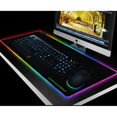 Tapis de Souris Gaming Surdimensionné, LED Lumineuse Tapis de Souris, Surface antiderapant-8 Couleurs (800x300x4mm)