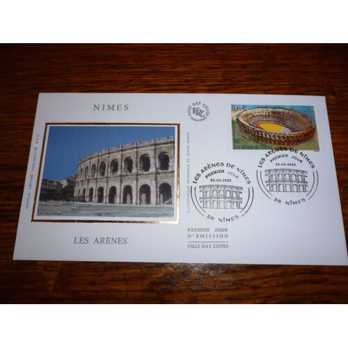 Enveloppe Premier Jour D'émission Des Arènes De Nîmes (Gard)Le 22/03/2002