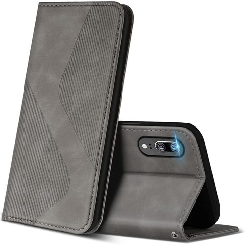 Coque Pour Huawei P20, Premium De [Emplacements Cartes] [Magnetique], Clapet Folio Pour Huawei P20 (Gris)