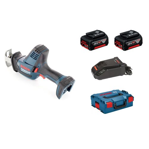 Bosch GSA 18 V-LI C Scie sabre à batteries 18V Li-Ion set (2x batterie 5,0Ah) dans L-BOXX - changement rapide