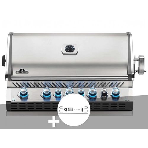 Barbecue gaz encastrable Napoleon Prestige Pro 665 inox avec rôtissoire