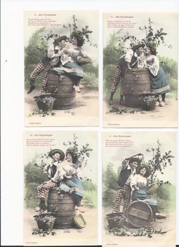 4 Cartes Bergeret "En Vendanges"
