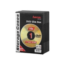 Hama - Boîtier de rangement extra-plat pour DVD - noir (pack de 10)