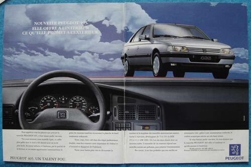 Publicité Papier - Voiture Peugeot 405 Sri De 1992