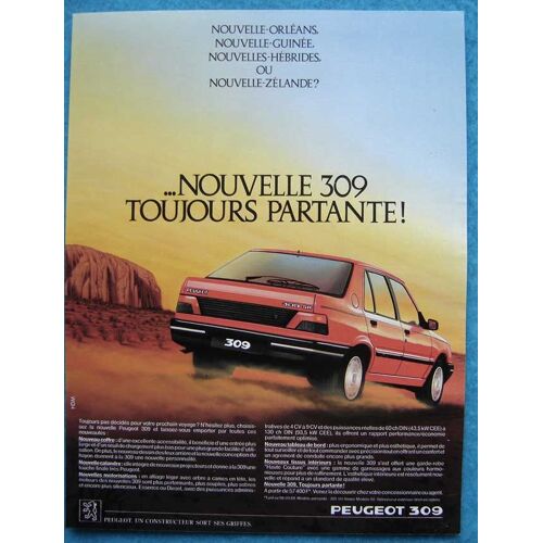 Publicité Papier - Voiture Peugeot 309 De 1989