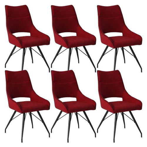 Amado - Lot De 6 Chaises Tissu Coloris Rouge