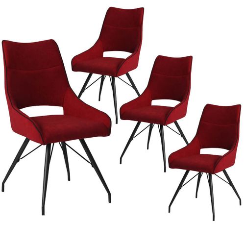 Amado - Lot De 4 Chaises Tissu Coloris Rouge