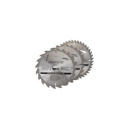 3 lames scie circulaire TCT 20, 24 et 40 dents - 190 x 30 mm - bague de réduction 25, 20 mm