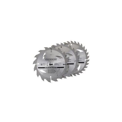 3 lames scie circulaire TCT 16, 24 et 30 dents - 135 x 12,7 - bague de réduction de 10 mm