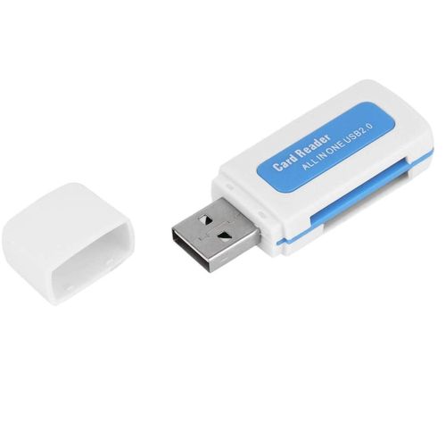 Lecteur de carte mémoire 4 en 1 : SD Micro SD Memory stick TF - Bleu