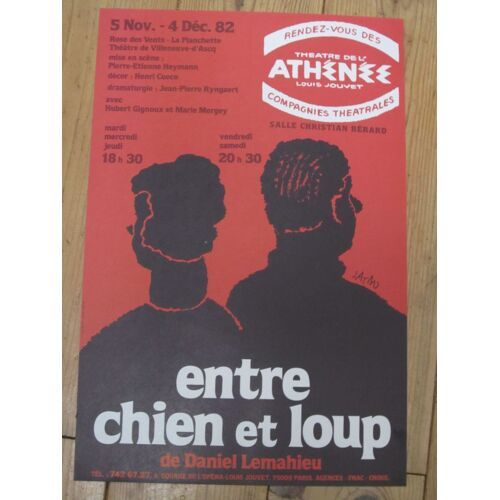 1 Affiche De Théatre Illustrée Par Jacno - 1982 - Entre Chien Et Loup