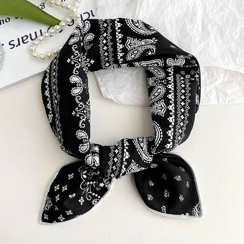 55cm Laies Bandeau Coton Lin Carré Écharpe Femmes Coréennes Collège Filles Mode Printemps Automne Nouveau Style Élégant Cou Foulards-Taille Unique-33