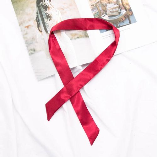 Écharpe Longue Et Étroite Pour Femmes,30 Couleurs,100x4cm,Couleur Unie,En Mousseline De Soie,Cravate Rouge,Sac Noir,Ruban,Bandeau Ras Du Cou,Streamer,Accessoires Pour Dames--Vin Rouge