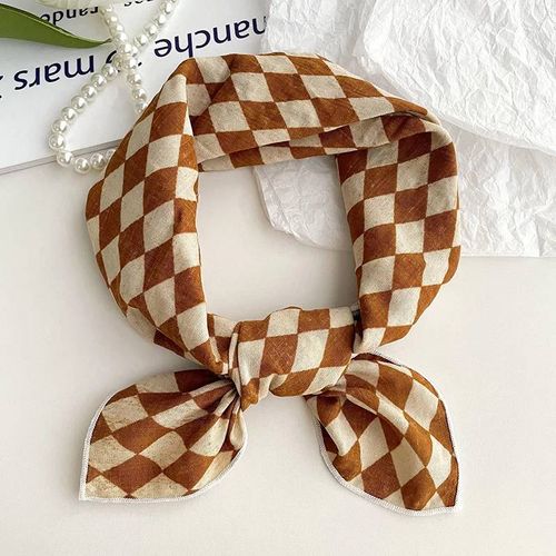 55cm Laies Bandeau Coton Lin Carré Écharpe Femmes Coréennes Collège Filles Mode Printemps Automne Nouveau Style Élégant Cou Foulards-Taille Unique-55