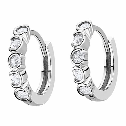 Boucles Doreilles Créoles En Argent 925 Lotus Silver Lp1785-4/1 Boucles Doreilles Femme Zircone Jlp1785-4-1