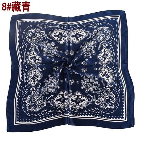 Offre Spéciale Européenne Et Américaine Vintage Paisley Petite Fleur De Cajou 70*70 Satin Carré Foulard En Soie-> 8y-Marine Bleu