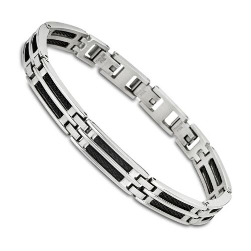 Bracelet Lotus Style Noir Ls1800-2/1 Bijoux Homme Acier Inoxydable Jls1800-2-1