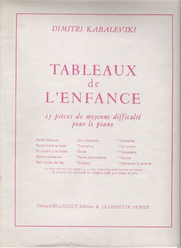Partition: Tableaux De L'enfance, Dimitri Kabalevski