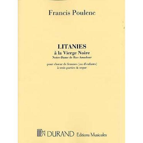 Poulenc Litanies À La Vierge Noire Sma / Orgue
