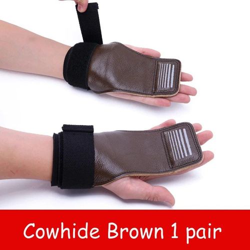 Gants De Gymnastique Double Couche En Cuir De Vache,1 Paire,Barre Haute Horizontale,Équipement De Levage De Poids - Type Cowhide Brown-L