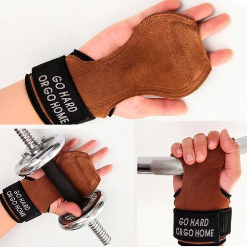 Gants De Gymnastique Double Couche En Cuir De Vache,1 Paire,Barre Haute Horizontale,Équipement De Levage De Poids - Type Update Cowhide Brown-L