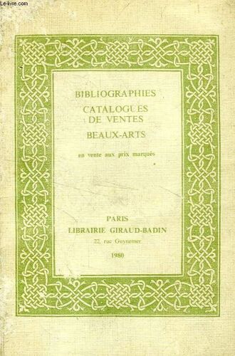 Bibliographies, Catalogues De Ventes, Beaux-Arts