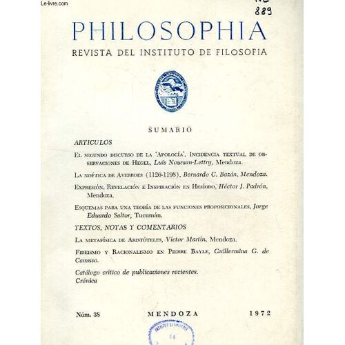 Philosophia, N° 38, 1972