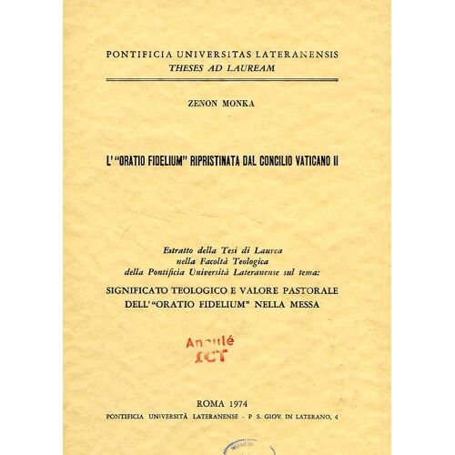 L' 'oratio Fidelium' Ripristinata Dal Concilio Vaticano Ii