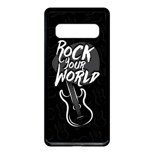 Coque Pour Smartphone - Rock Your World Fond Noir - Compatible Avec Samsung Galaxy S10 - Plastique - Bord Noir