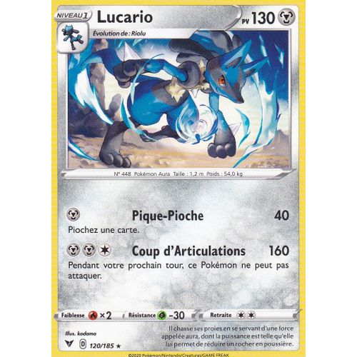 Carte Pokemon - Lucario - 120/185 - Rare - Épée Et Bouclier 4 - Voltage Éclatant - Eb4 - Vf