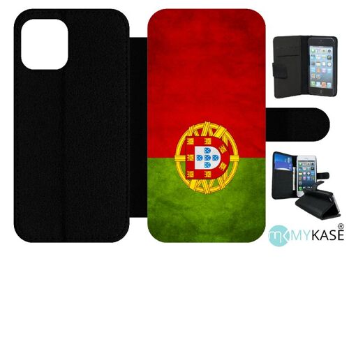 Etui À Rabat Iphone 12 - Portugal - Simili-Cuir - Noir