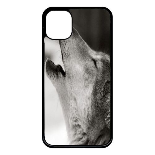 Coque pour smartphone - Loup hurlant - compatible avec apple iPhone 11 - Plastique - bord Noir