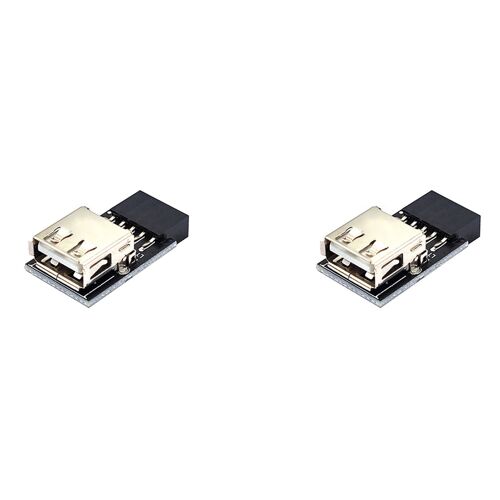 2X Connecteur Adaptateur USB 9 Broches Vers 1 Port, Carte MèRe Interne PC, Convertisseur 2.0 de Type une pour Ordinateur Bureau