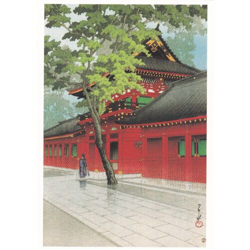 Kawase Hasui #99: Après La Pluie Au Sanctuaire De Sanno, 1937 - Carte Postale (Ukiyo-E, Japon, Peinture, Estampe)