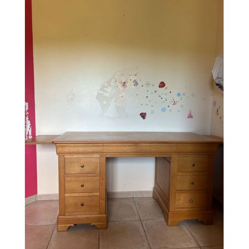 Pmc10_Vert. Bureau Ministre 9 Tiroirs Emmanuel Réalisé En Chêne Massif De Style Louis Philippe