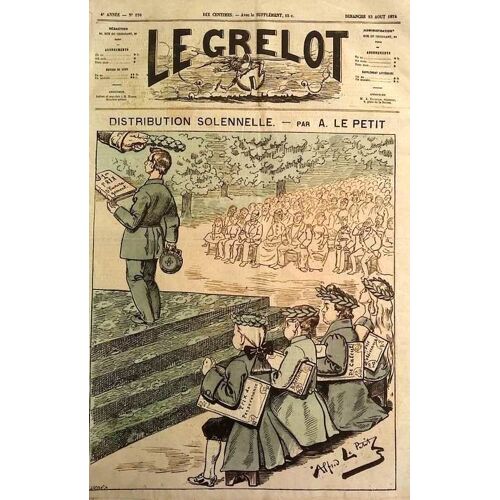 Le Grelot 176 : Rare Ancien Journal De Caricature - Remise De Prix Par Le Petit 1874