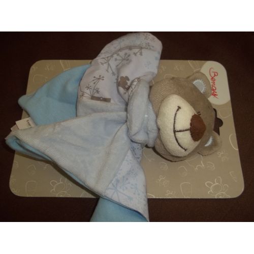 Doudou Ours Plat Bleu Bengy