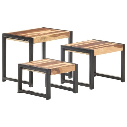 Vidaxl Tables Gigognes 3 Pcs Bois Solide