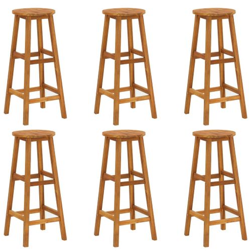 Vidaxl Tabourets De Bar Lot De 6 Bois D'acacia Solide
